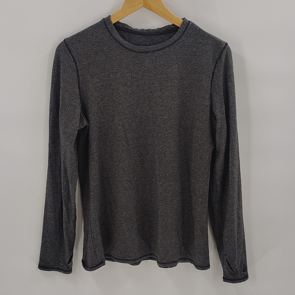 Cuddle Duds Long Sleeve Top Ultra Cozy Size Large Gray Thumb Holes Stretch